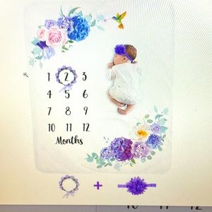 Baby monthly milestone blanket, headband, & month marker wreath NWT in package